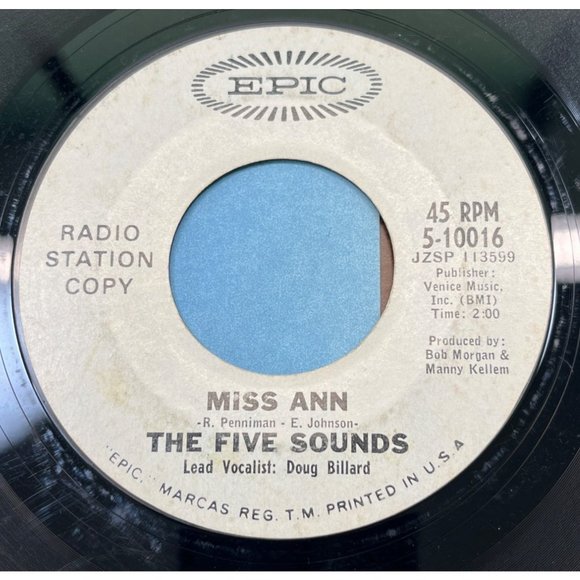 The Five Sounds Peanut Butter / Miss Ann 45 Garage Rock Promo Epic 5-10016 - Picture 2 of 4